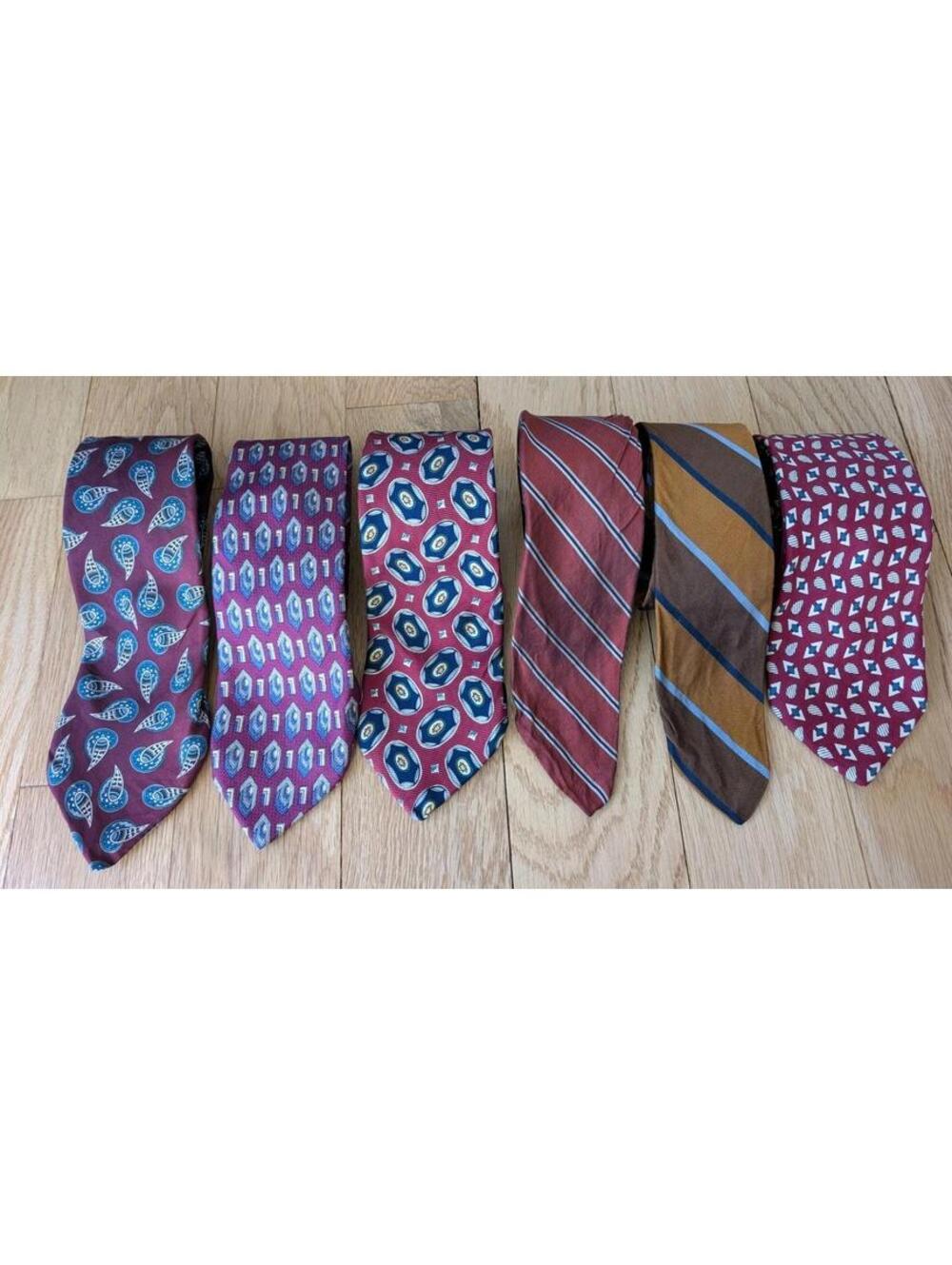 ROBERT TALBOTT Dress Tie Men's 100% Silk Multicolor Lot Of 6 Geometric Stripe
